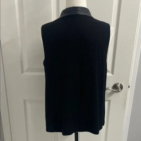 Picadilly Black Sleeveless Cowl Neck Top Faux Leather Sz S - Picture 4 of 11